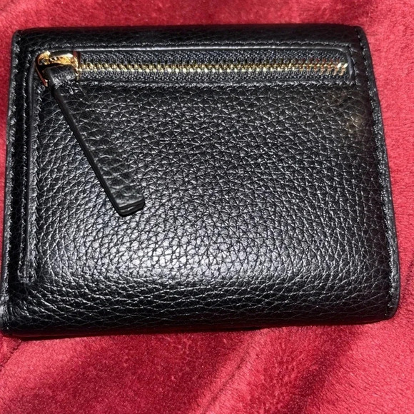 Tory Burch Trifold Compact Wallet in Black Pebbled Leather - Picture 4 of 16